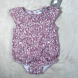 Lucky Jade Animal Print One Piece Outfit Girls 12/18 Month Pink Purple Snap
